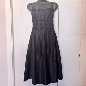 Max Studio Silk Taffata Smocked Dress